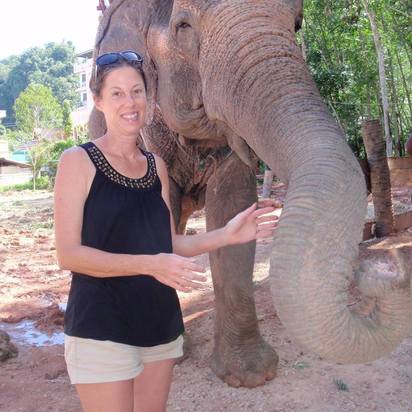 Linda Carter with elephant